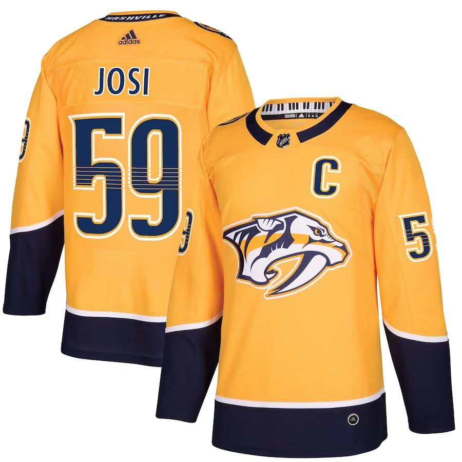 Men Nashville Predators #59 Roman Josi adidas Gold Home Authentic Player NHL Jersey
